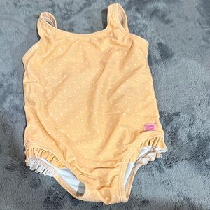 Ruffle Butts Peach and White Polka Dot Swimwear